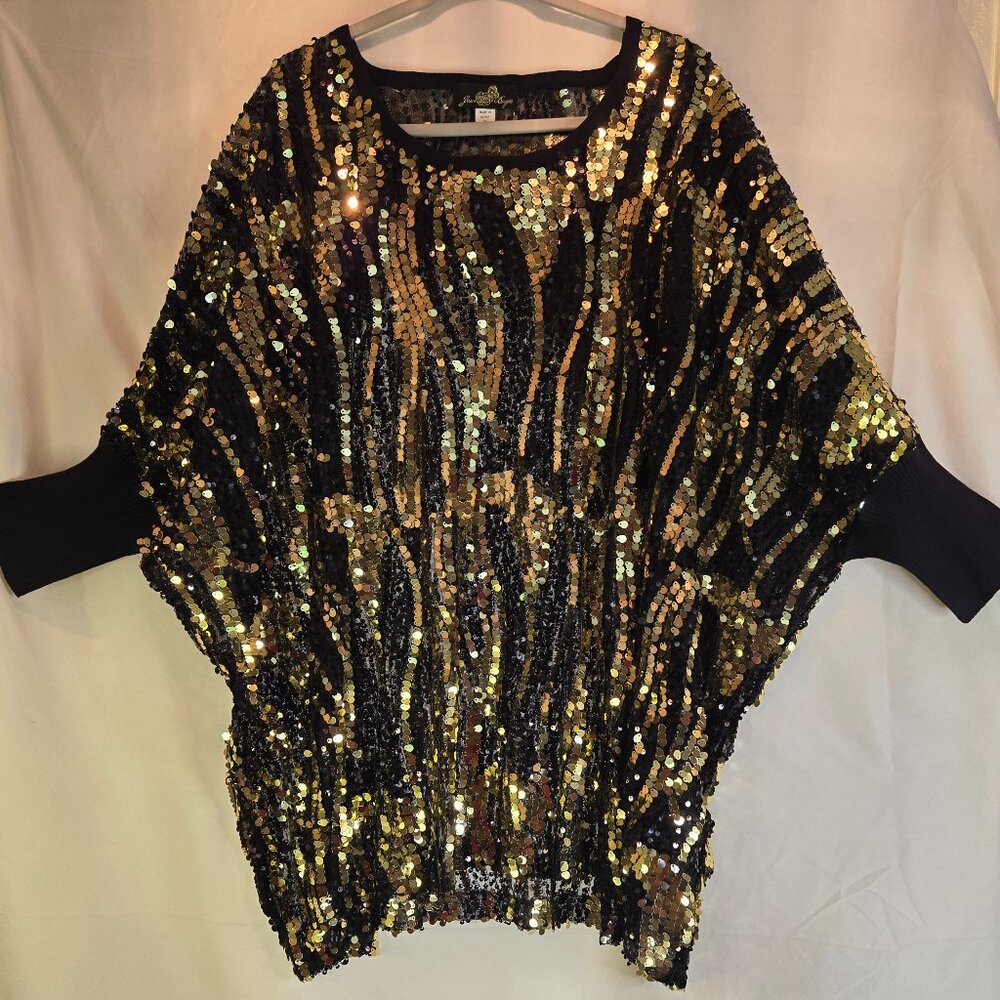 Black and Gold Sequins Top